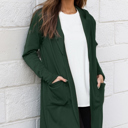  BRUSH HOODED OPEN CARDIGAN WITH SIDE POCKETS