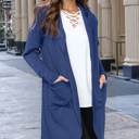 Small NAVY BRUSH HOODED OPEN CARDIGAN WITH SIDE POCKETS