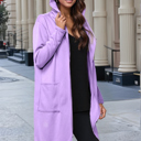 Small VIOLET BRUSH HOODED OPEN CARDIGAN WITH SIDE POCKETS