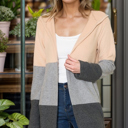  HOODIE COLOR BLOCK LONG CARDIGAN