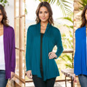 Small PURPLE/TEAL/R.BLUE Long Sleeve Cardigan for Women Open Front Dressy (Multi Colors Office Cardigan)