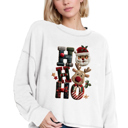 Small WHITE Oversized Crew Neck Top cute HOHOHO PRINT