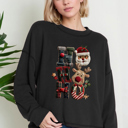 Small BLACK Oversized Crew Neck Top cute HOHOHO PRINT