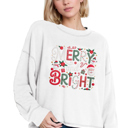 Small WHITE Oversized Crew Neck Top MERRY & BRIGHT PRINT