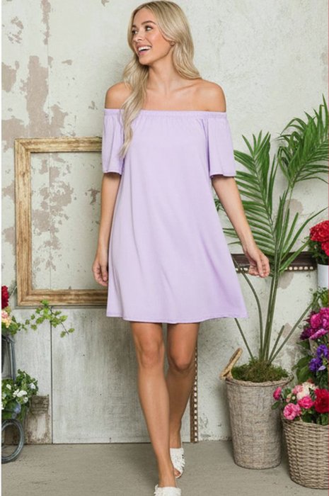 OFF-SHOULDER SHORT SLEEVE SUMMER DRESS