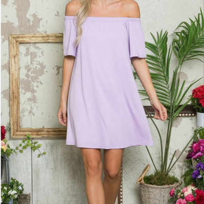 OFF-SHOULDER SHORT SLEEVE SUMMER DRESS