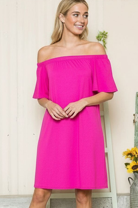 OFF-SHOULDER SHORT SLEEVE SUMMER DRESS