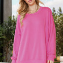 S-M FUCHSIA WAVE RIB OVERSIZED SWEATSHIRT