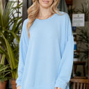 S-M POWDER BLUE WAVE RIB OVERSIZED SWEATSHIRT