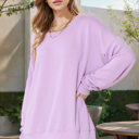 S-M LILAC WAVE RIB OVERSIZED SWEATSHIRT