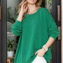 S-M KELLY GREEN WAVE RIB OVERSIZED SWEATSHIRT