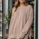 S-M COFFEE WAVE RIB OVERSIZED SWEATSHIRT WITH SIDE SLIT