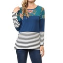  Floral Solid Stripe Color Block Tunic