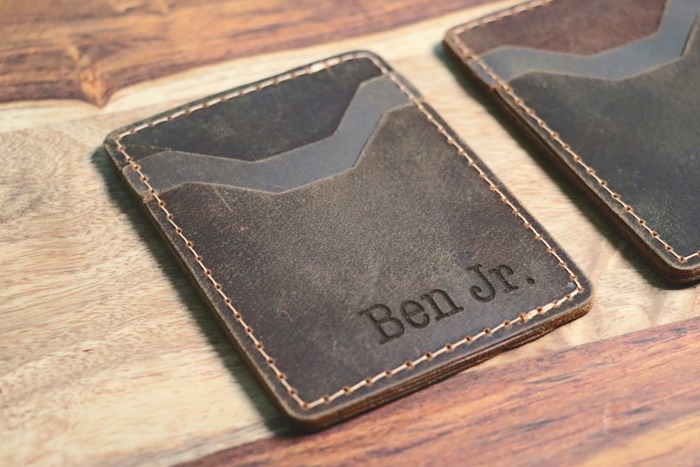 Personalized Slim Card Wallet, Christmas Gift, Minimalist Leather Card holder, Monogrammed Wallet, Western Initials