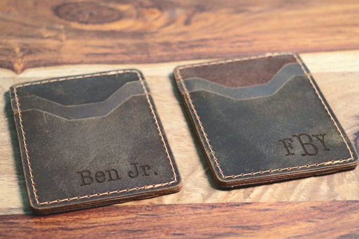 Personalized Slim Card Wallet, Christmas Gift, Minimalist Leather Card holder, Monogrammed Wallet, Western Initials