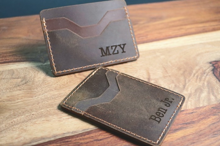 Personalized Slim Card Wallet, Christmas Gift, Minimalist Leather Card holder, Monogrammed Wallet, Western Initials