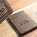  Front Pocket Slim Card Holder & Magnet Money Clip, Minimalist Leather Wallet, Groomsman Favor, CHRISTMAS GIFT
