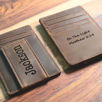 Front Pocket Slim Card Holder & Magnet Money Clip, Minimalist Leather Wallet, Groomsman Favor, CHRISTMAS GIFT