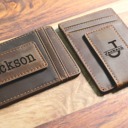  Front Pocket Slim Card Holder & Magnet Money Clip, Minimalist Leather Wallet, Groomsman Favor, CHRISTMAS GIFT