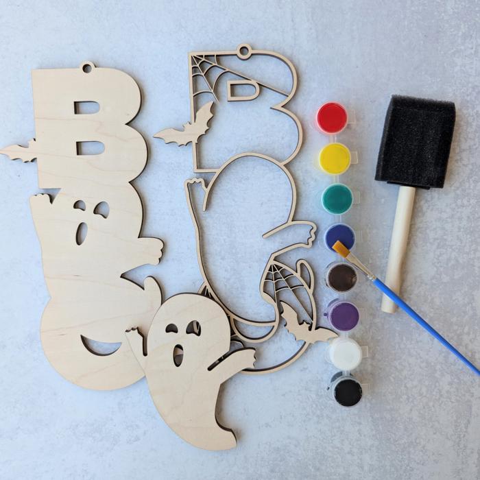 DIY Boo Ghost and Cat Set Wooden Painting Kit 
