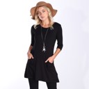  Three Quarter Sleeve Pocket Tunic Top S-3X