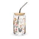 Charlotte Chicken Floral Illustrated Glass Tumblers