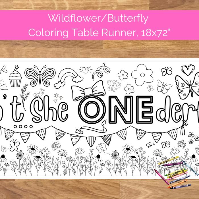 Isn't She ONEderful Coloring Table Runner, 20x72"
