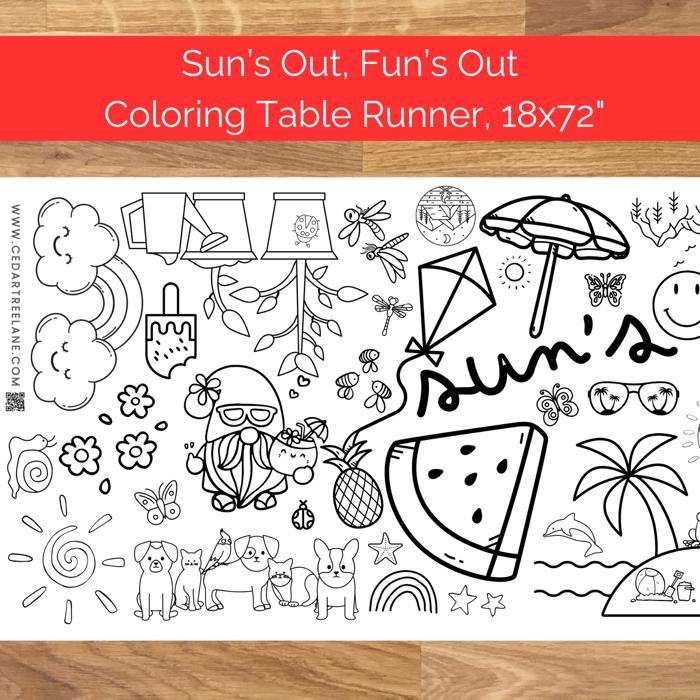 Sun's Out Summer Coloring Table Banner, 18x72"