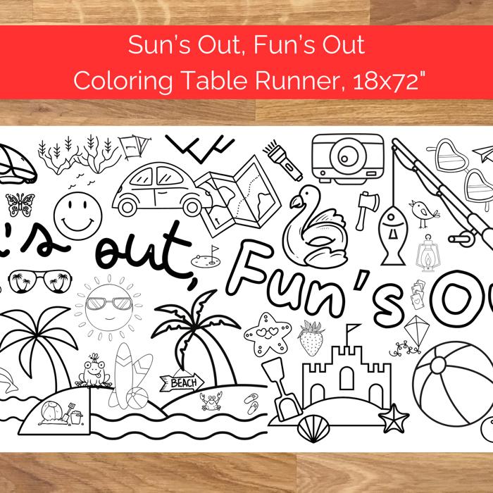 Sun's Out Summer Coloring Table Banner, 18x72"