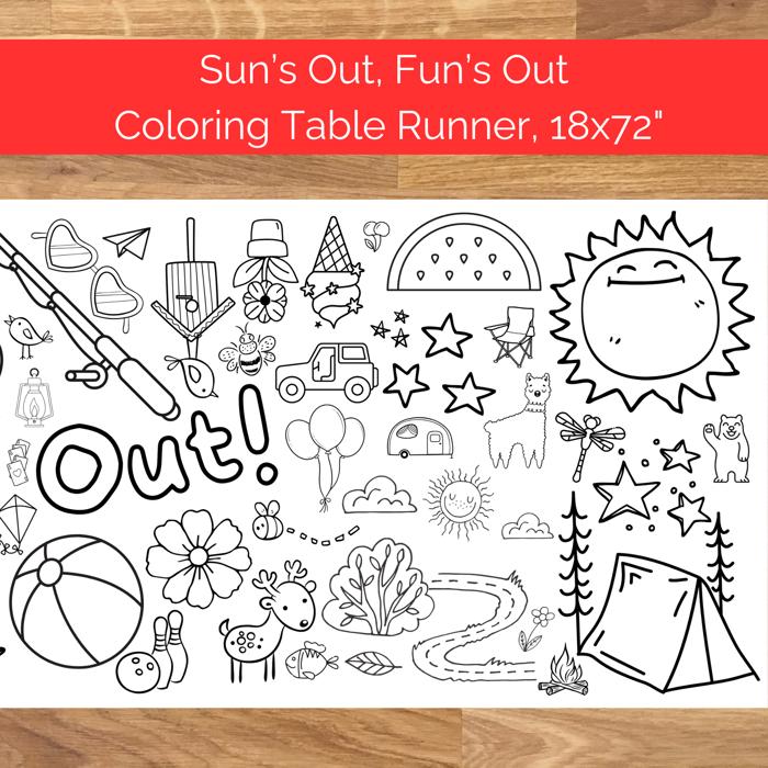 Sun's Out Summer Coloring Table Banner, 18x72"