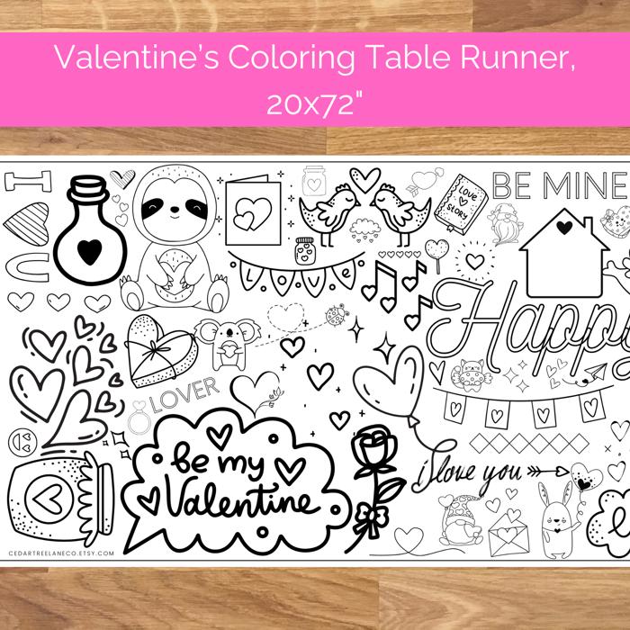Happy Valentine's Coloring Party Banner, 20x72"