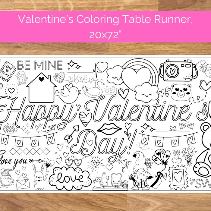 Happy Valentine's Coloring Party Banner, 20x72"