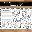  Happy New Year 2025 Coloring Table Runner, 18"x72"