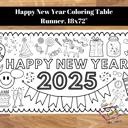  Happy New Year 2025 Coloring Table Runner, 18"x72"