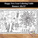  Happy New Year 2025 Coloring Table Runner, 18"x72"