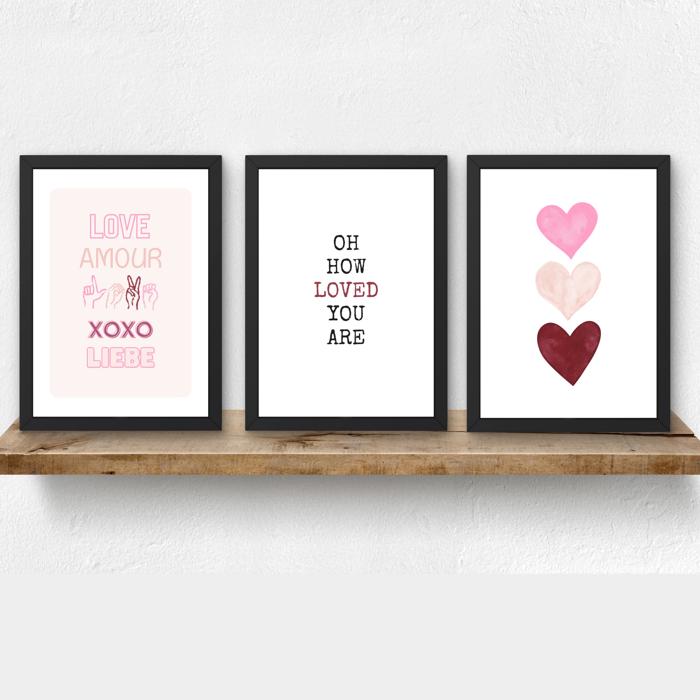 Valentine's Day Art Prints | Set of 3