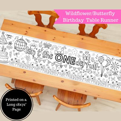 Isn't She ONEderful Coloring Table Runner, 20x72"