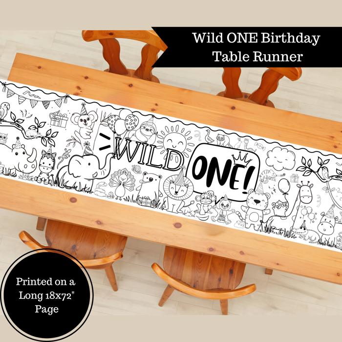 Wild ONE Coloring Table Runner, 18x72"