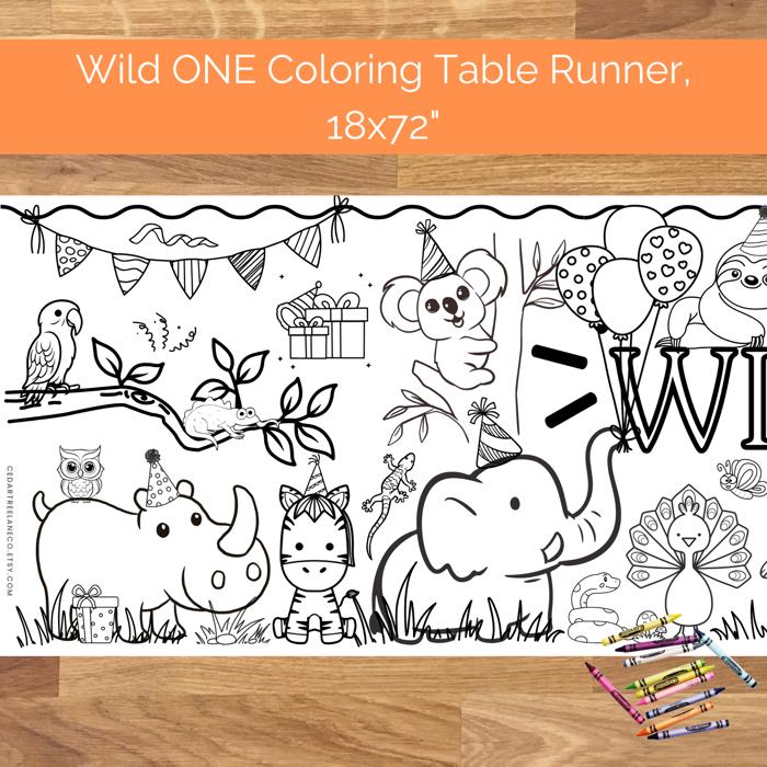 Wild ONE Coloring Table Runner, 18x72"