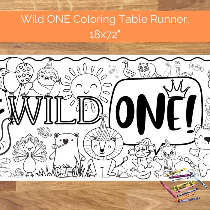 Wild ONE Coloring Table Runner, 18x72"