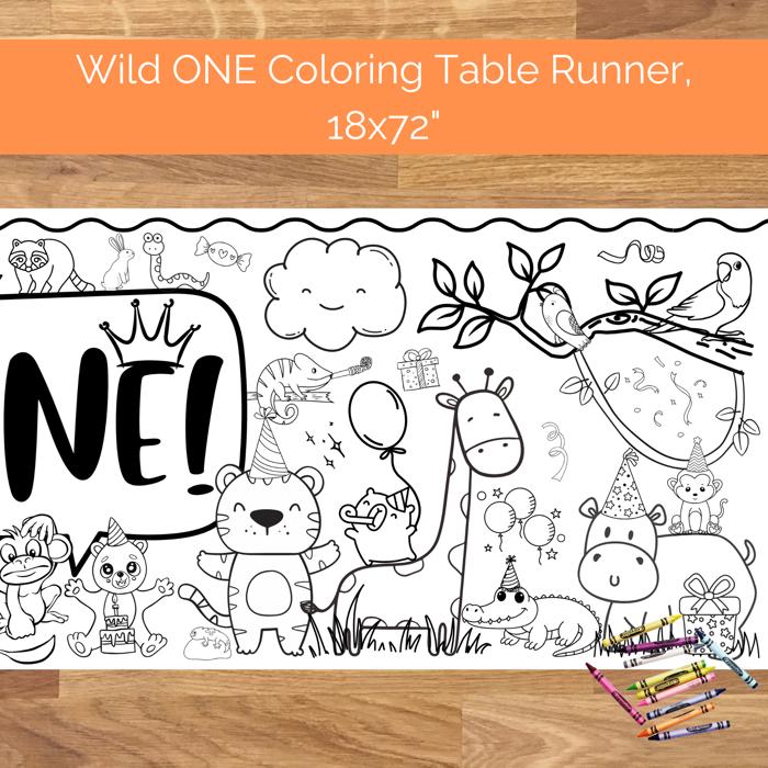 Wild ONE Coloring Table Runner, 18x72"