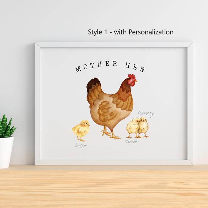 Mother Hen Custom Watercolor Art Print | 2 Styles