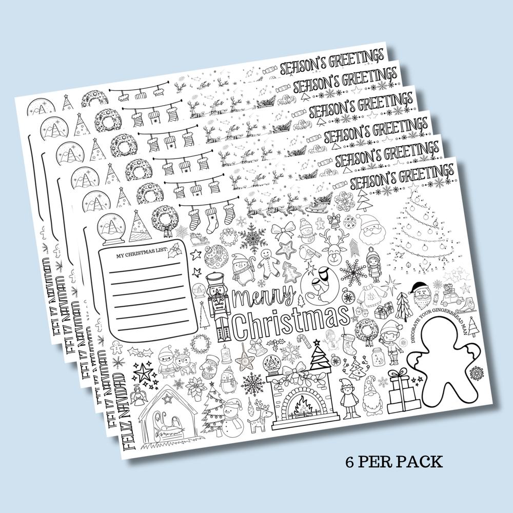 Christmas Busy Page Place Setting for Kids, Pack of 6