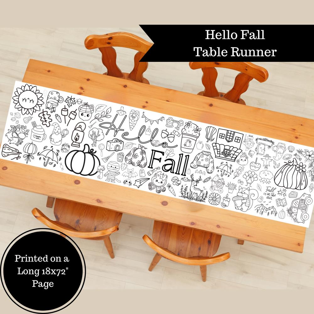 Hello Fall Coloring Table Runner, 18x72"