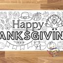  Happy Thanksgiving Coloring Table Runner, 18x72"