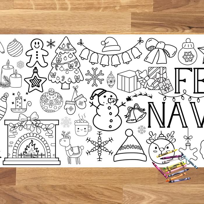 Feliz Navidad Coloring Table Runner, 18x72"