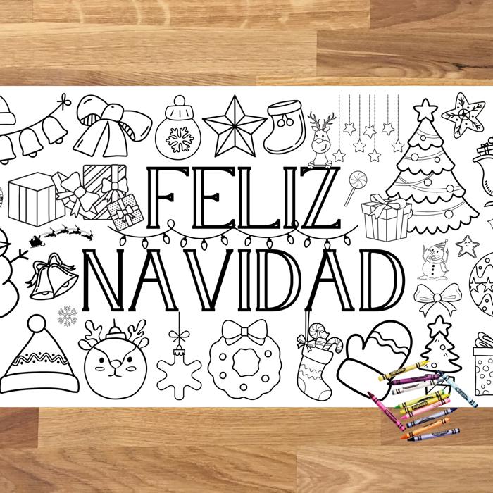 Feliz Navidad Coloring Table Runner, 18x72"