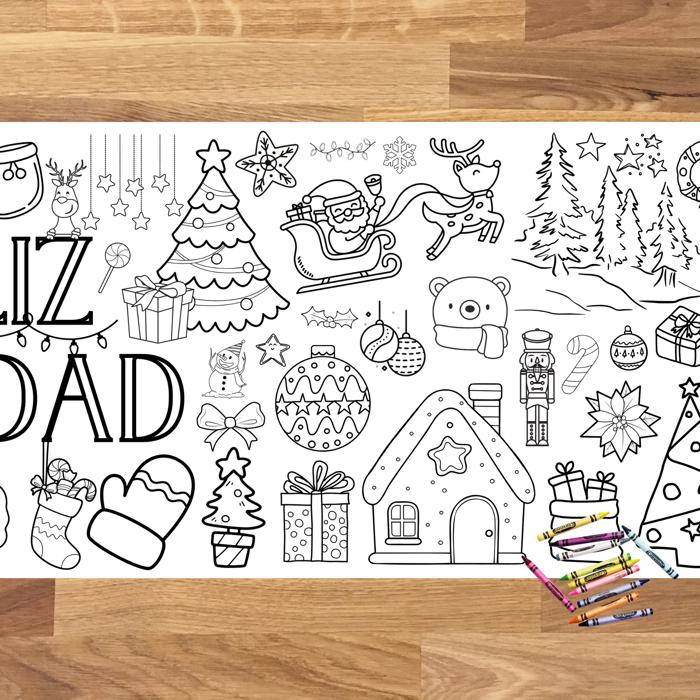 Feliz Navidad Coloring Table Runner, 18x72"