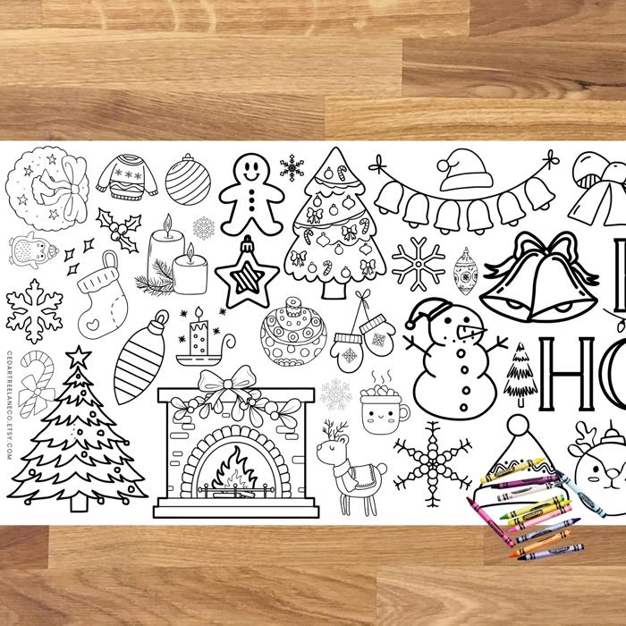 Happy Holidays Coloring Table Runner, 18x72"