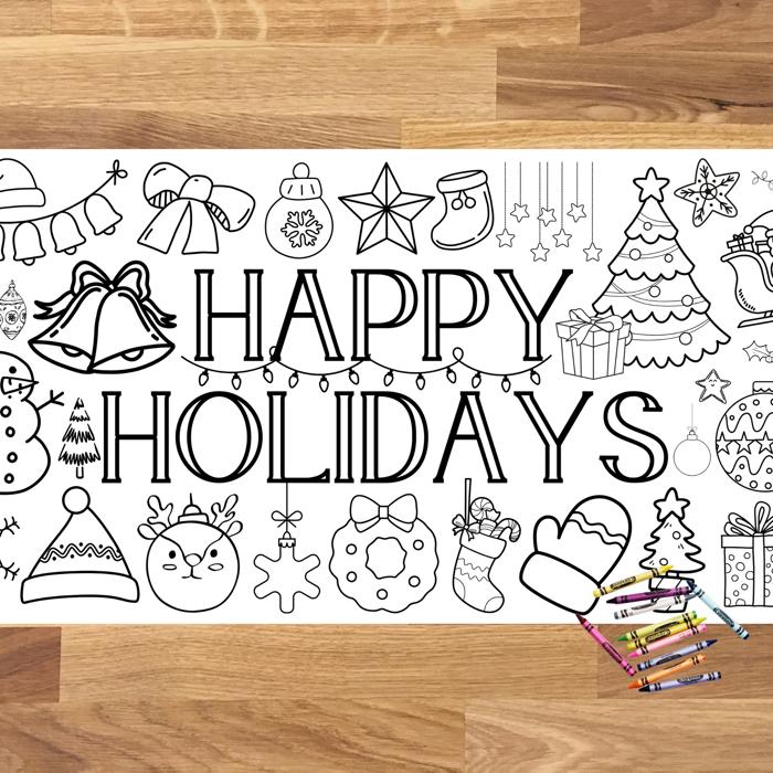 Happy Holidays Coloring Table Runner, 18x72"